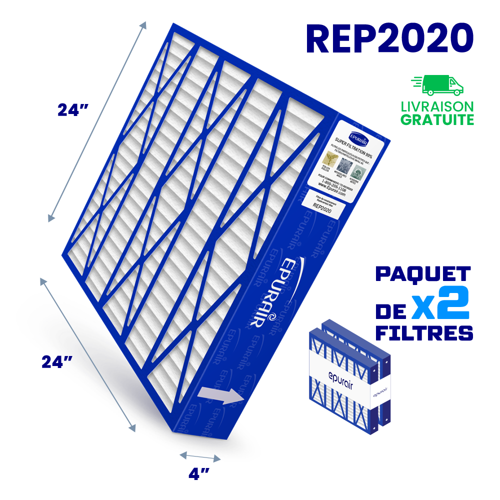 Filtre de remplacement Super Filtration 99% 4" REP2020 - Paquet de 2