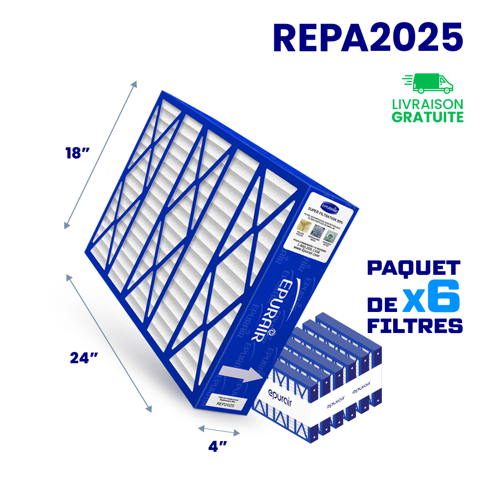 Super Filtration 99% 4" REPA2025 replacement filter - Pack of 6